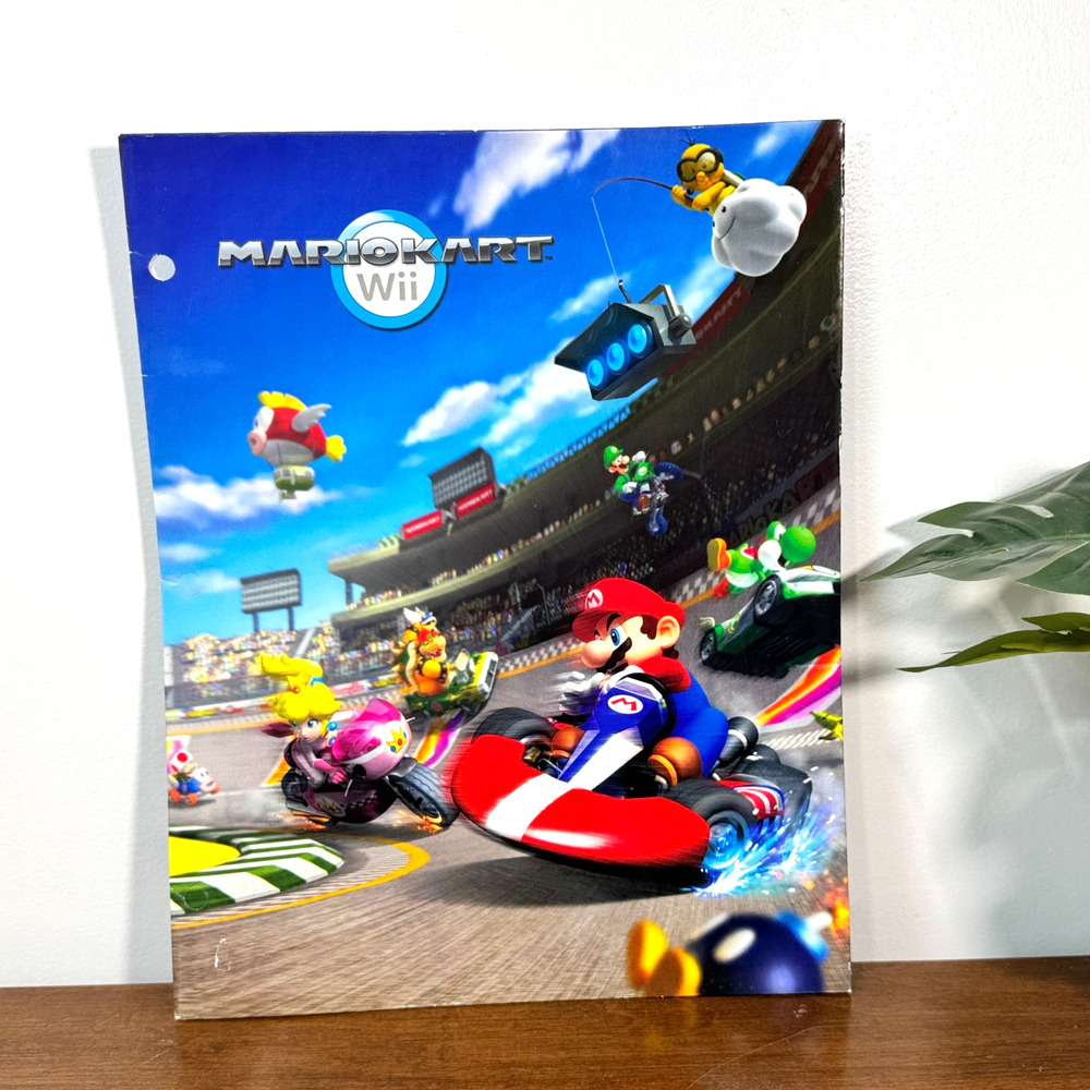 Nintendo Mario Kart Wii Portfolio Folder 3 Hole 11.81 x 9.35 in Yoshi Luigi